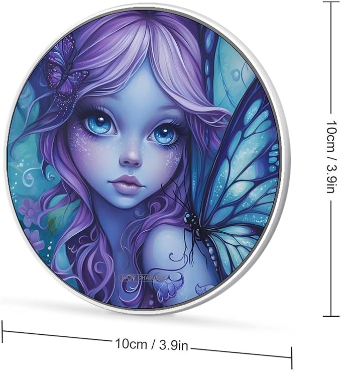 Butterfly Fairy Print Wireless Charger Anti-Slip Wireless Charging Pad Slim Charger Mat for Men Women