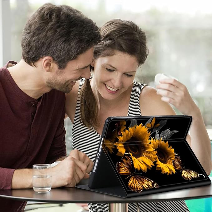 Case for All-New Amazon Fire HD 10 Tablet (13th Generation 2023 Release)Slim PU Leather Smart Cases Covers with Auto Wake/Sleep for Amazon Kindle Fire 10.1 inch TabletSunflowers and Butterflies