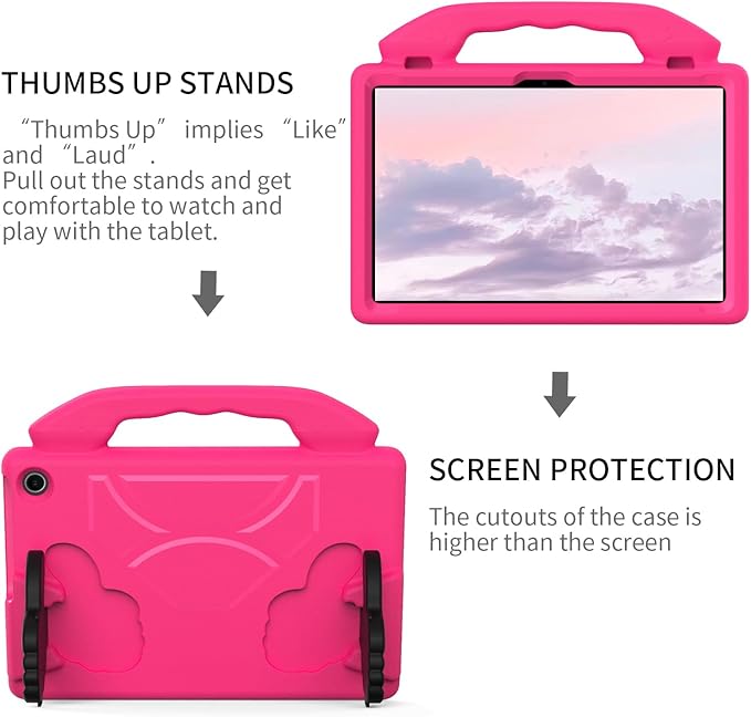 for Amazon Fire Max 11 Kids Tablet Case EVA Material Light Weight Shockproof Rugged Heavy Duty Thumb Kickstand Kids Case for Amazon Fire Max 11 (2023) (Rose red)