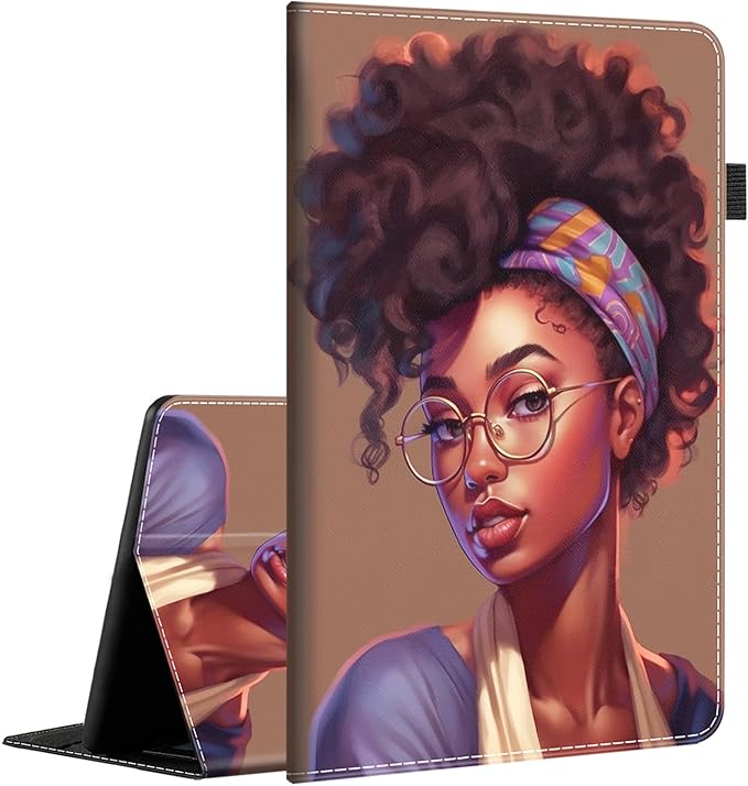 Case Fits Amazon Kindle Fire HD 8 &amp 8 Plus Tablet (12th Generation/10th Generation 2022/2020 Release) 8 Multi-Angle Smart Stand Cover Auto Sleep/WakeAfrican American Women Girl