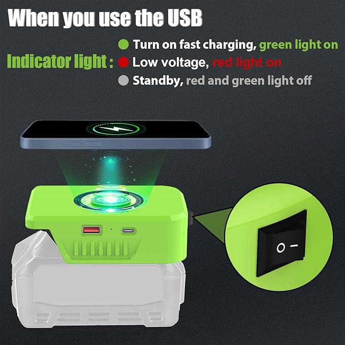 Wireless Charger for Makita 40V Battery L4040 BL402515W Max Wireless Charging Adapter with USB &amp Type C PortsTool Battery Phone Charger for Workshop Camping Outdoor