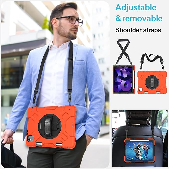 Case for iPad Air 11 M4 2026/ M3 2025/ M2 2024: Silicone Cover for iPad Air 5th &amp 4th Generation 10.9 Inch (2020/2022) with Screen Protector- Stand- Handle- Shoulder Strap- Pencil Holder
