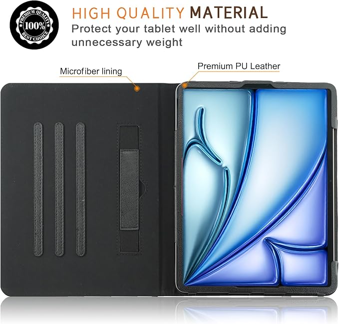 Compatible with Apple ipad Pro Case M5 M4 2025/24 iPad Air5 /Air4 2020/2022 10.9 Tablet PU Leather Business Cover for iPad Air 11-inch (M2) 360 Rotating Cases Auto Wake/SleepBlack