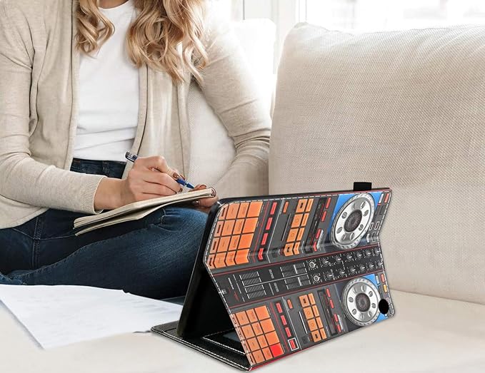 Case for All-New Amazon Fire HD 10 &amp 10 Plus Tablet 10.1 (13th/11th Generation 2023/2021 Release) Slim PU Leather Stand Cover with Card Slot &amp Auto Wake/Sleep DJ Mixer Deck Controller