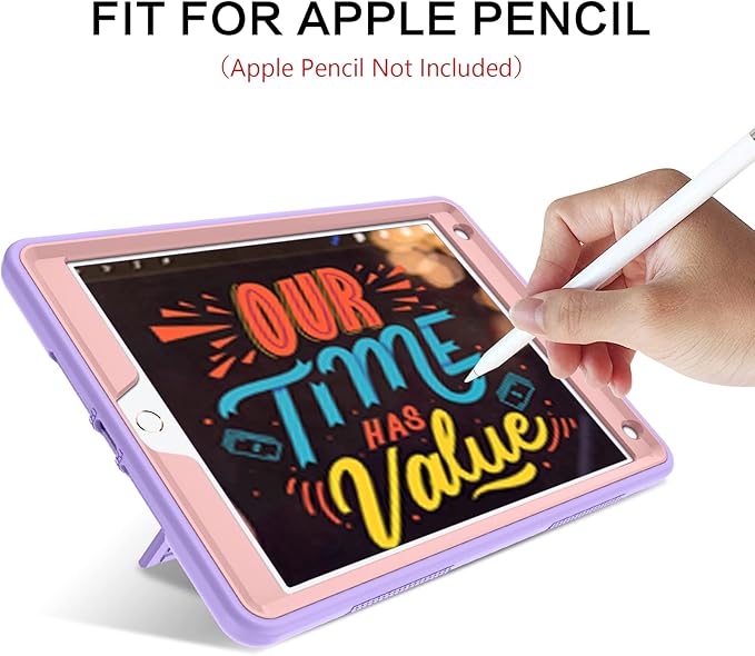 BENTOBEN iPad Case - 3 in 1 Heavy Duty Rugged Shockproof Protective Cover with Stand &amp Pen Holder Purple