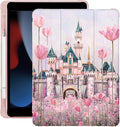 Cute Flower Castle for iPad Air 3 Case with Pencil Holder Auto Sleep/Wake Pink Leather Soft TPU Back Cover for iPad Pro 10.5 Inch 2017