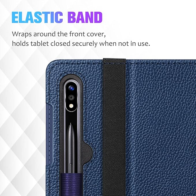 Fintie Case for Samsung Galaxy Tab S10+/ S9+/ S8+/ S7 FE/ S7+ 12.4 Inch Multi-Angle Viewing Protective Cover with Pocket Auto Sleep/Wake Navy