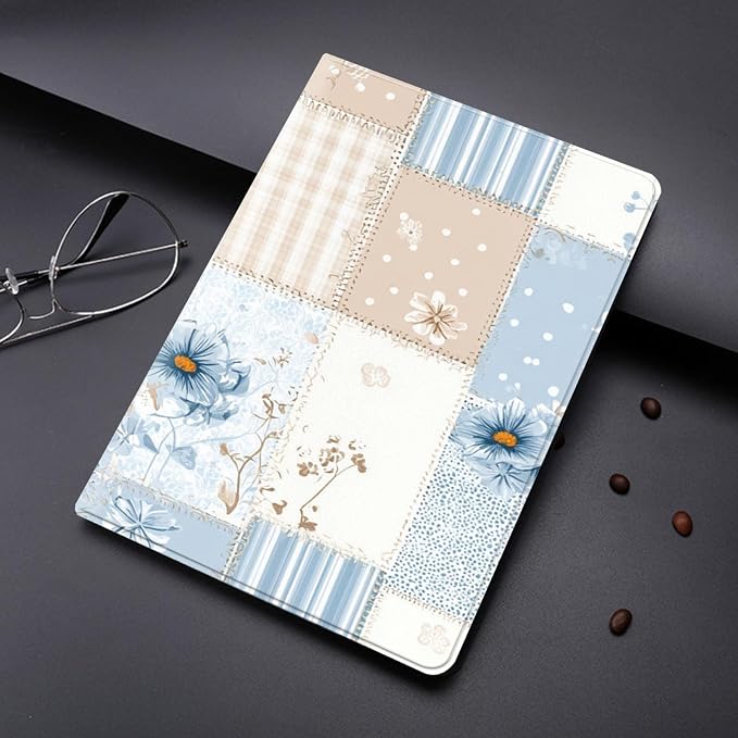 Blue White Patchwork Flower