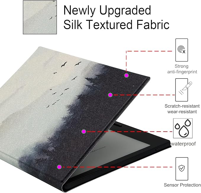 Magnetic Leather Case for 7'' Onyx Boox Go 7 / Boox Tablet Go Color 7 (Gen II/Gen I 2025/2024) /Boox Page Ultra-Thin Lightweight Cover with Auto Sleep/Wake &amp Magnetic Closure (Misty Forest)