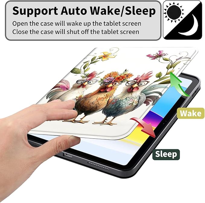 Case for Kindle Paperwhite 12th Generation 7 &amp Kindle ColorSoft Signature Edition PU Leather Protective Cover with Auto Sleep/Wake for Kindle Paperwhite 2024 – Cute Cartoon Chickens