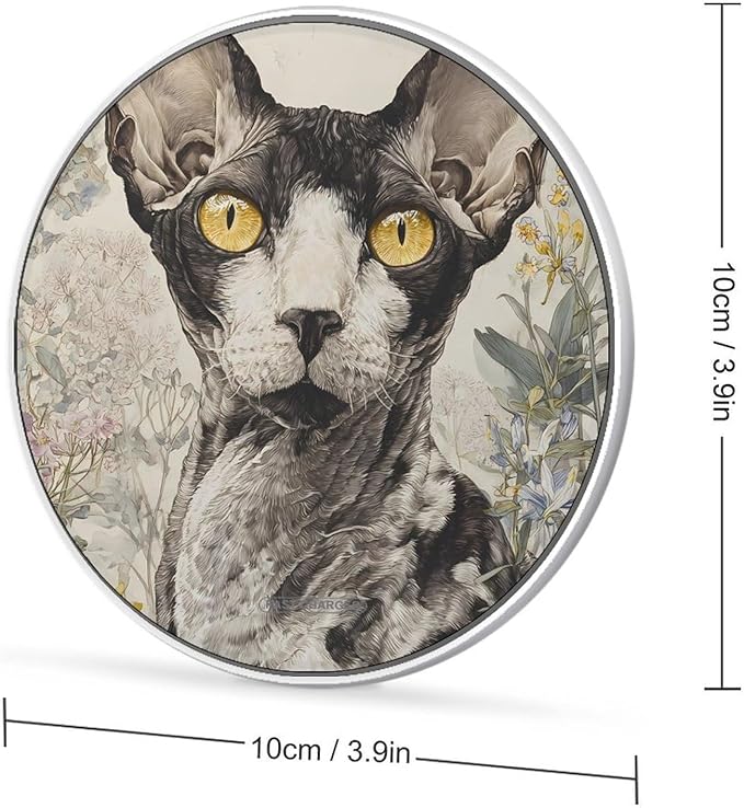 Cornish Rex Cat Fast Portable Charger 10W Funny Graphic Phone Charging Pad with USB Cable