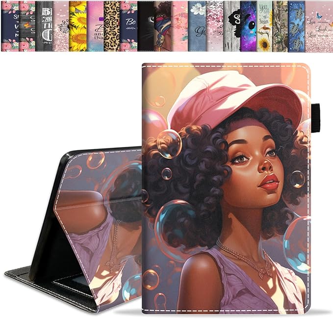 Case for All-New Amazon Fire HD 10 &amp 10 Plus Tablet 10.1 (13th/11th Generation 2023/2021 Release) Slim Stand Folio Cover with Card Slot &amp Auto Wake/Sleep - Fashion African American Girl