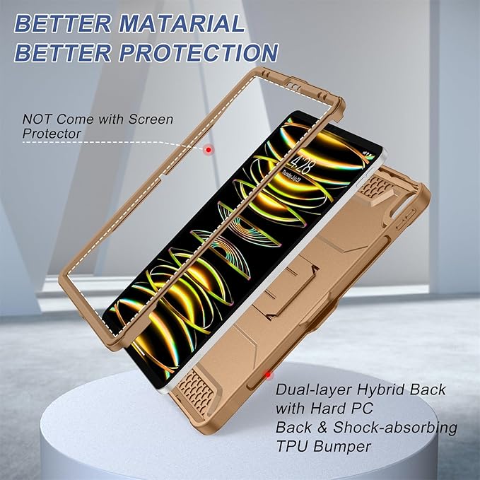 Soke Case for iPad Pro 12.9 Inch 6th/5th/4th Generation(2022/2021/2020 Release) Rugged Shockproof Protective Cover with Built-in Kickstand for Apple iPad Pro 12.9 - Light Brown