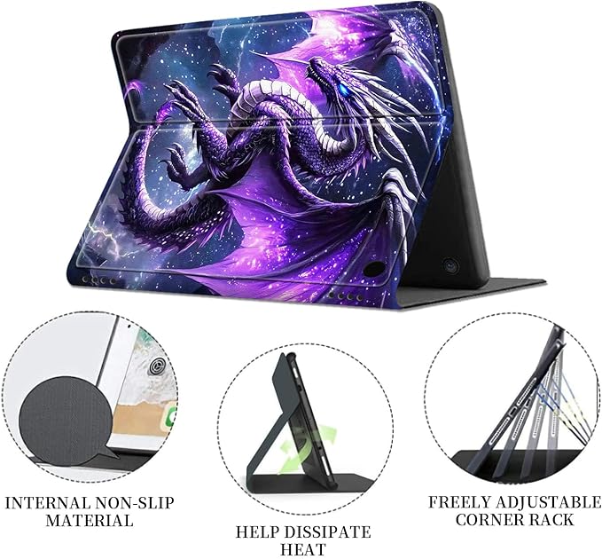 for Fire Hd 10 Tablet Case 11th/13th Generation 2021/2023 ReleaseHybrid Slim Multi-Angles Stand Cover for Kindle Fire HD 10 Plus 11th GenAuto Wake/Sleep-Purple Dragon Galaxy