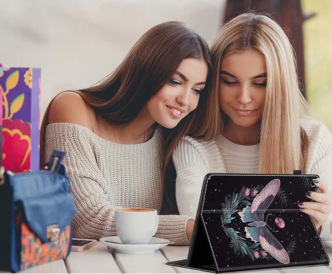 Case for Amazon Fire HD 10 Tablet (9th/7th/5th Generation2019/2017/2015 Release) Multi-Angle Smart Stand Cover Auto Sleep/Wake for Fire 10.1 InchMoon Moth