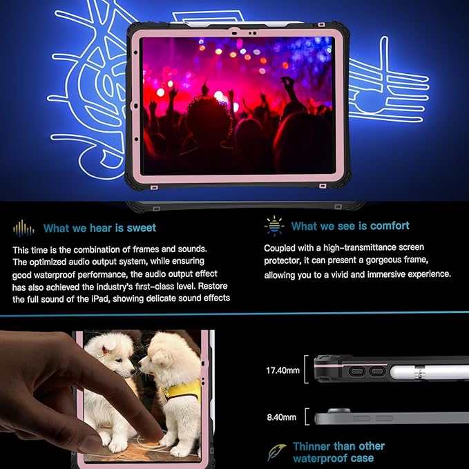 for iPad Air 11 Inch Case M2 iPad Air 6th/5th/4th Gen Case (2024/2022/2020) 10.9 Inch Shockproof Waterproof Cover Adjustable Kickstand/Pencil Holde with Built-in Screen Protector Purple