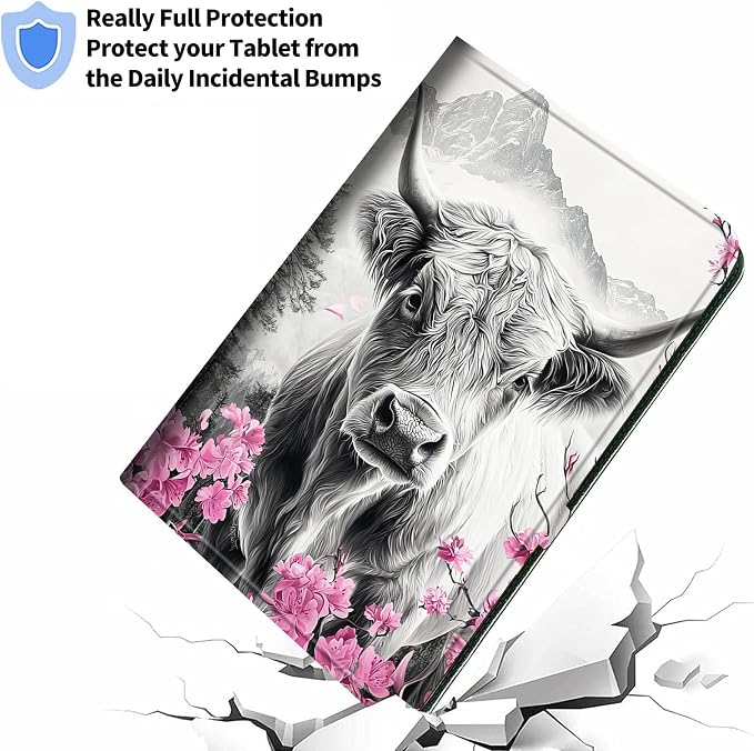Cherry Blossom Highland Cow