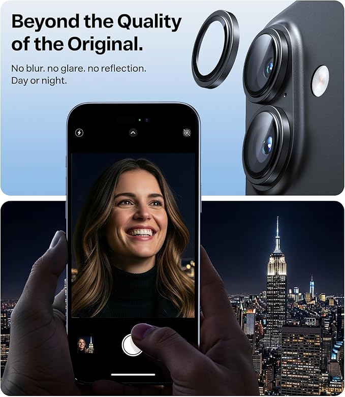 TORRAS 3-Year Ultimate Durability for iPhone 17 Camera Lens Protector-1:1 Invisible Fit &amp Ultra Clarity Military-Grade 9H+ Aerospace Glass Anti-Scratch Easy InstallationBlack