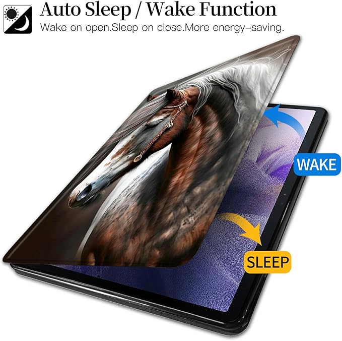 Case for Kindle Fire HD 8 &amp Fire HD 8 Plus Tablet (12th /10th Generation 2024/2022/2020 Release) Horse Theme 360 Degree Rotating Stand Protective Cover with Auto Sleep/Wake