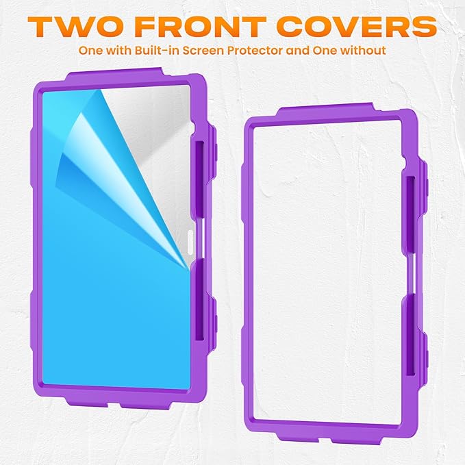 SEYMAC stock Case for iPad Air 13-inch M4-M2 2026-2024 (Gen 8-6) Shockproof Heavy Duty Case with Screen Protector Pencil Holder Rotating Stand Hand Strap Shoulder Strap Purple