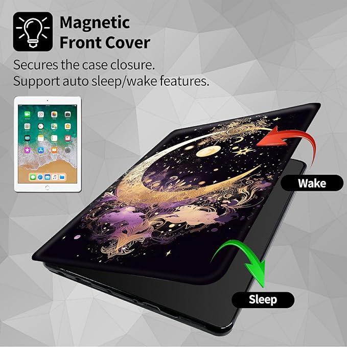 Case for Samsung Galaxy Tab S8 Plus 2022/S7 FE 2021/S7 Plus 2020 12.4 Inch Tars and Moon Theme 360 Degree Rotating Stand Smart Protective Cover for Samsung S7 FE Tablet