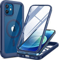 Miracase Magnetic for iPhone 12 mini Case [360 Full-Body Protection &amp Complete Camera Guard] Drop &amp Scratch-Resistant Shockproof Stylish Clear iPhone Case iPhone 12 mini Cover Blue
