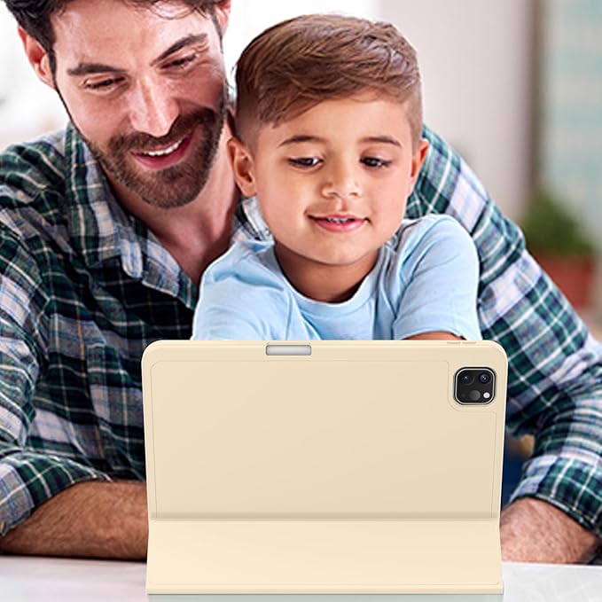 ZryXal New iPad Pro 13 Inch Case (M5) 2025 / (M4) 2024 with Pencil Holder Smart iPad Case [Support Pencil Pro and Pencil (USB-C)] Support Touch ID and Auto Wake/Sleep (Champagne Gold)