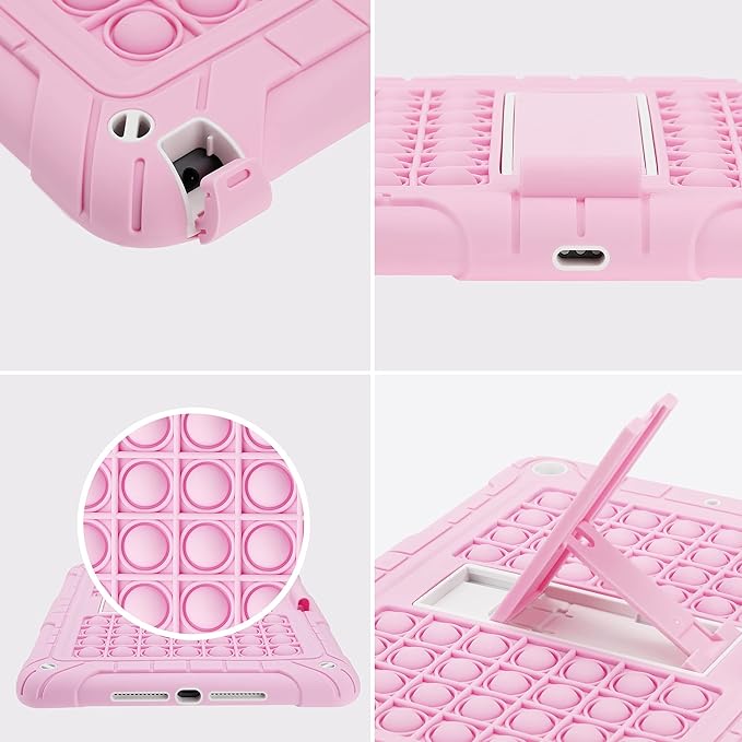 XZC iPad 9th/8th/7th Generation Case (iPad 10.2 Case 2021/2020/2019) Shockproof Drop Protection iPad Cover with Pencil Holder Kickstand Shoulder Strap (Pink)