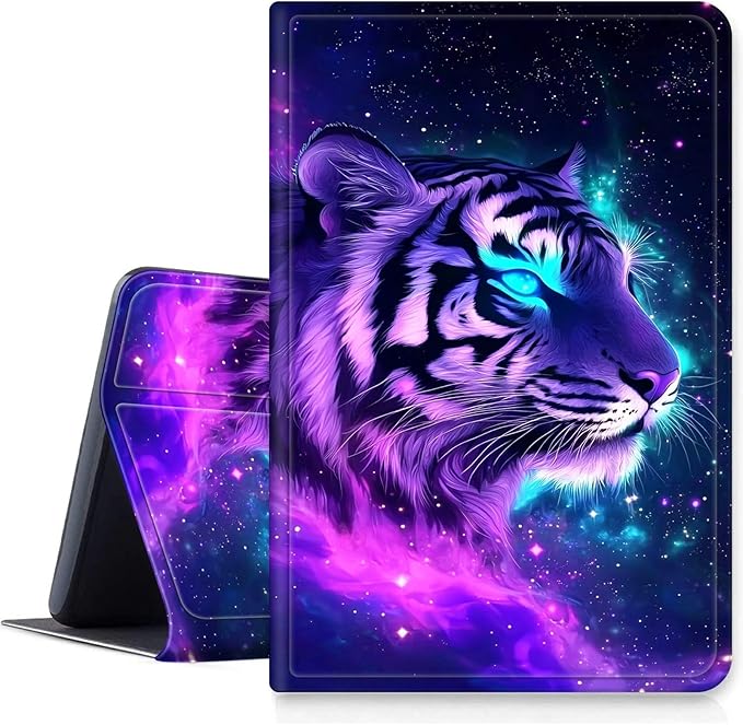 DIGTIALLL Case for Amazon Kindle Fire HD 8 &amp 8 Plus Tablet (12th Generation/10th Generation 2024/2022/2020 Release) PU Leather Smart Protective Cover with Auto Sleep/WakeTiger in Galaxy