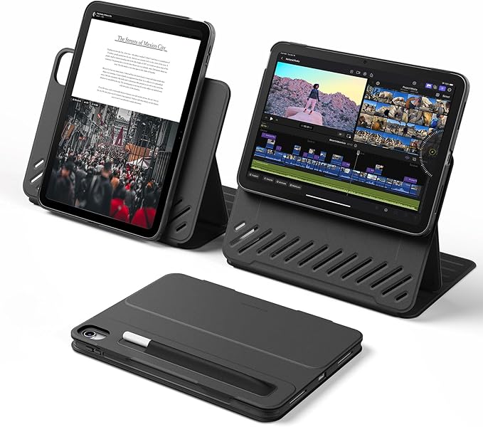 ESR for iPad Air 11 Inch Case M3/M2 (2025/2024) iPad Air 5th/4th Gen Case (2022/2020) 10.9 Inch Removable Magnetic Cover Adjustable Portrait/Landscape Stand 9 Standing Angles Durable Black