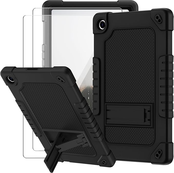 for Walmart Onn 10.4 Tablet Pro 2023 Model:100110603 Case Shockproof with Tempered Glass Screen Protector Shoulder Strap &amp Stand Kids Friendly Case for Walmart Onn 10.4 Tablet Pro (Black+2 Pcs)