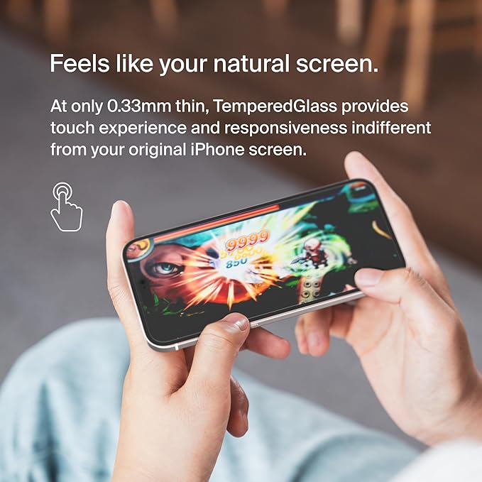 Belkin ScreenForce TemperedGlass Treated Privacy Screen Protector for iPhone 15 Plus and 14 Pro Max- Slim &amp Scratch-Resistant - Includes Easy Align Tray for Bubble Free Application