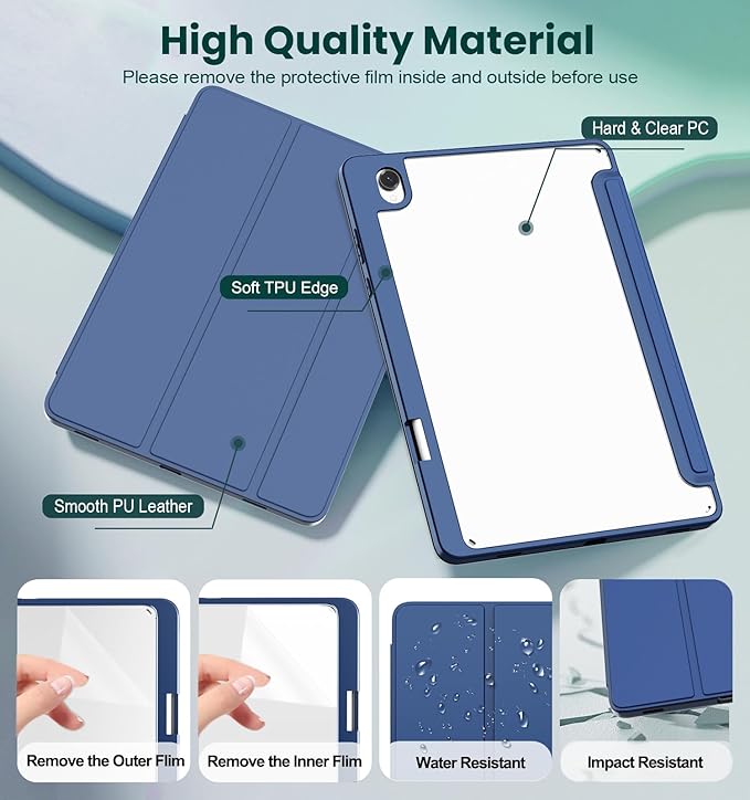 for Samsung Galaxy Tab S11 Tablet CaseMagnetic Split Acrylic Case– with Pen SlotPU Leather Material Detachable StandSlim Protective Cover for S11ShockproofLightweight[Dark Blue]