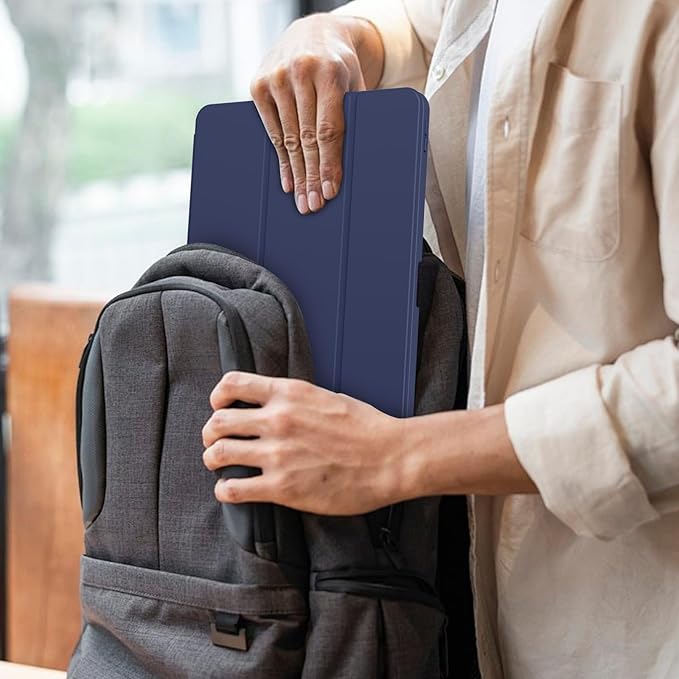 for iPad Pro 12.9 Inch Case 6th/5th/4th Generation (2022/2021/2020) with Pencil Holder Smart Stand Cover with Soft TPU Back for iPad Air 13 inch Case Auto Sleep/Wake Navy