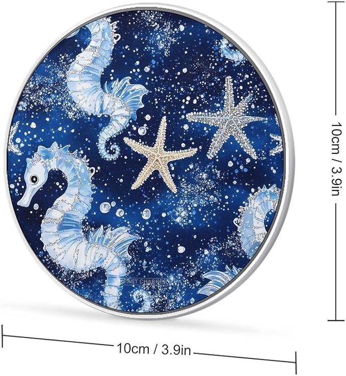 Seahorses and Starfish Phone Charger Magnetic Charging Pad Anti-Slip with USB Cable