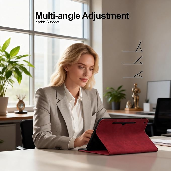 Professional Multi-Angle Tablet Case for Microsoft Surface Pro 12 2025 | PU Leather &amp Hard Shell Protective (Red 12 Pro)