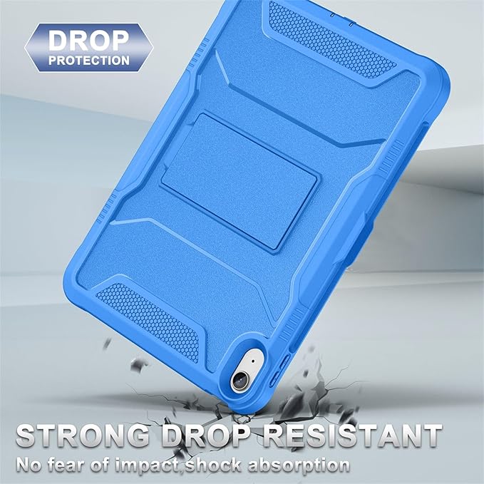 Soke Case for iPad (A16) 11th Generation 11-inch 2025 iPad 10th Generation 10.9-inch 2022 with Built-in Screen Protector and Kickstand Rugged Full Body Protective Cover - Blue