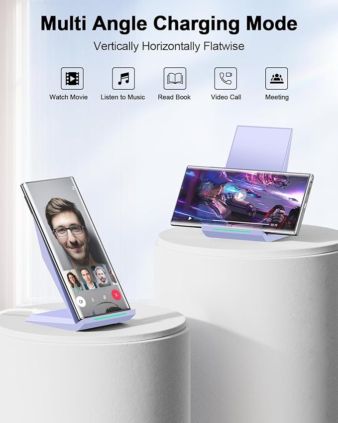 NANAMI Wireless Charger with USB C Charger - Fast Wireless Charging Stand Compatible with iPhone 17/16/15/14/13/12 Phone Charger Dock for Samsung Galaxy S26/S26+/S25/S25+/S25 Ultra/S24/S23/S22