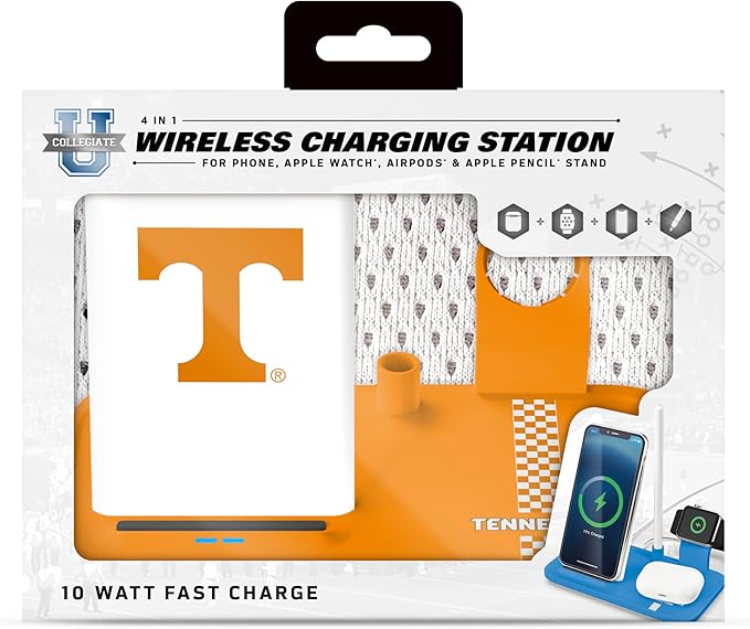 SOAR NCAA 4-in-1 Wireless Charging Docking Station: Fast Charge for iPhone Apple Watch Air Pods &amp Apple Pencil