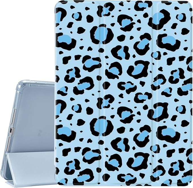 JOYLAND for iPad 9th/8th/7th Generation 10.2 inch (2021/2020/2019) with Pencil Holder-Auto Wake/SleepBlue Leopard Print Cover Anti-Scratch Shockproof Premium Folio Stand CaseBlue