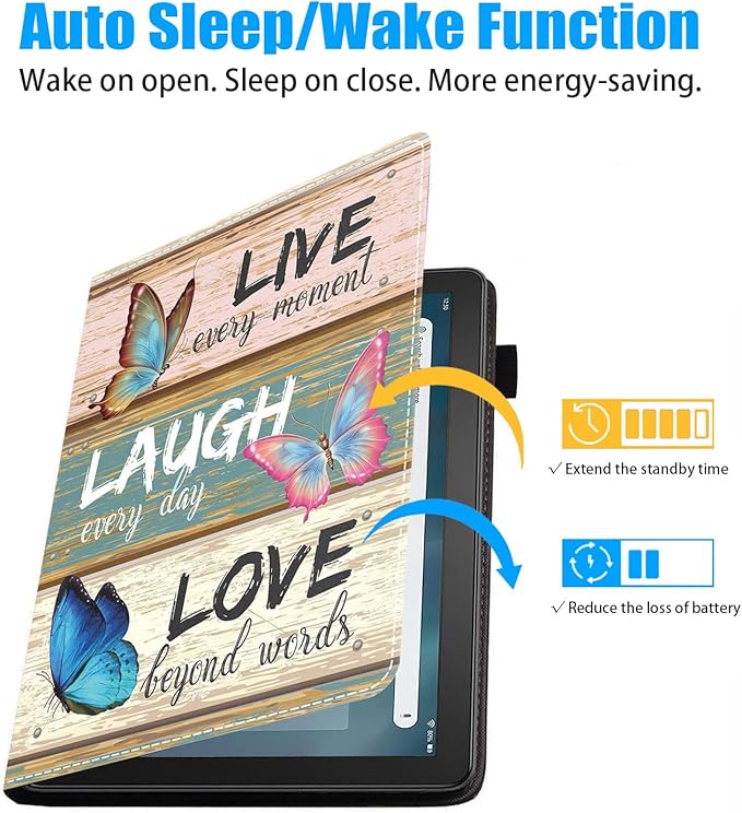 Case for Amazon Kindle Fire HD 8/Fire HD 8 Plus Tablet (12th/10th Generation 2024/2022/2020 Release) Slim PU Leather Stand Cover with Auto Wake/Sleep - Inspirational Quote Live Laugh Love