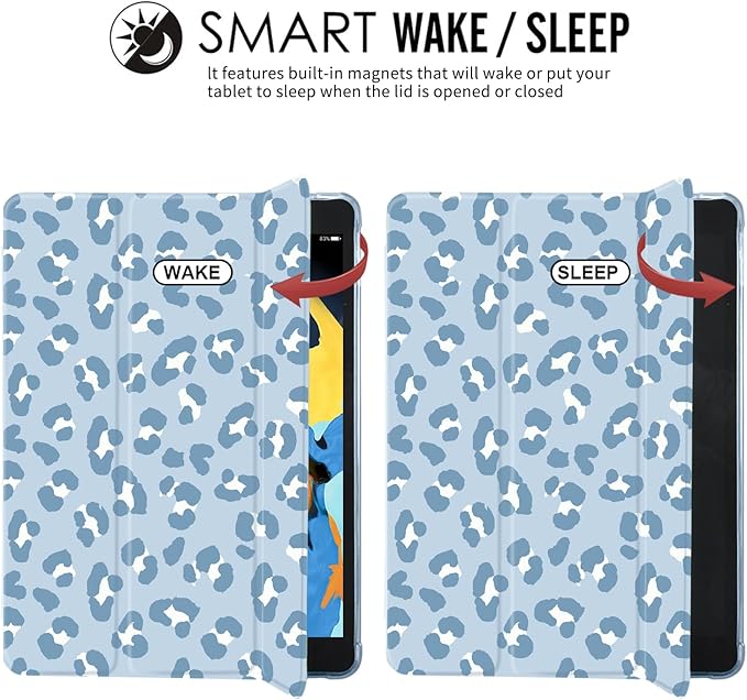 JOYLAND for iPad (A16) 11th Gen 11 Inch 2025iPad 10th Generation Case 10.9 with Pencil Holder-Auto Wake/SleepBlue Leopard Print Cover Anti-Scratch Shockproof Premium Folio Stand CaseBlue