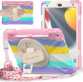 BRAECNstock Kids Case for Apple iPad 9th/ 8th/ 7th Generation 10.2 2021/2020/2019 Shockproof Protective with Pen Holder Screen Protector Rotating Stand &amp Hand Strap Shoulder Strap Colorful Pin