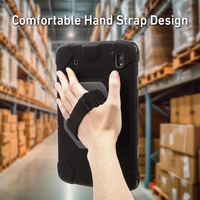 Protective Case for Zebra ET40 ET45 10 Inch Tablet Only Military Grade Shockproof Rugged Cover with Hand Strap &amp Stand SG-ET4X-10EXOSKL1-01 Compatible with Zebra Accessories (Black)