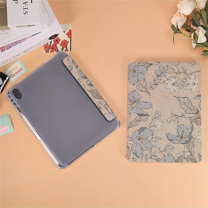 Retro Tulip Case Compatible with iPad 9th 8th 7th Generation 10.9 Inch 2021/2019/2018Funny Cover with Trifold Stand + Pencil Holder for Boys GirlsiPad 10.9in 2022