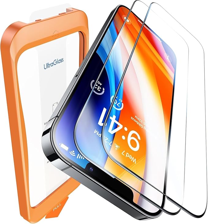 UltraGlass UNBREAK TOP 9H+ Glass for iPhone 13/13 Pro Screen Protector [12FT Military Grade Shatterproof] Screen Protector 13/13 Pro Tempered Glass [Longest Durable &amp Full Edge Coverage] 2 Pack