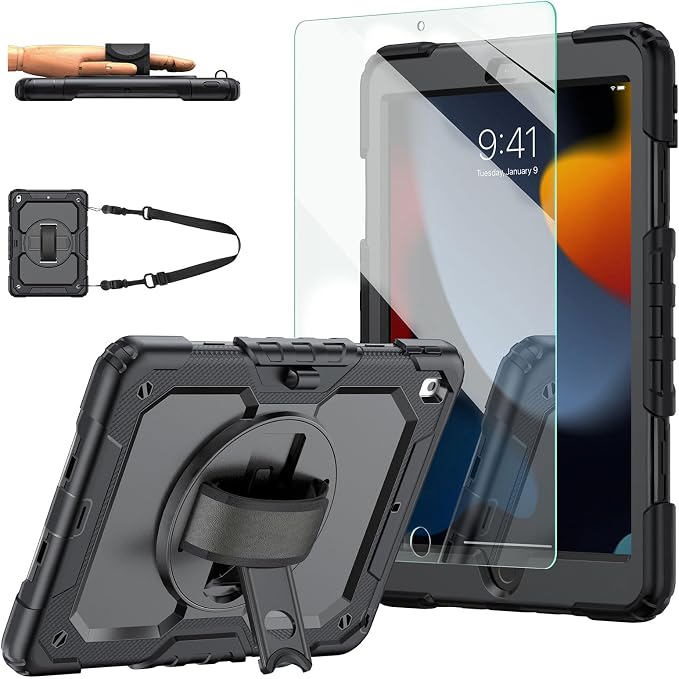 Black Case with Glass Screen Protector