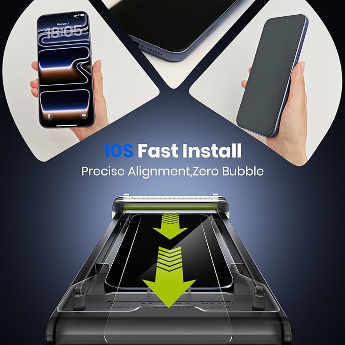 WSKEN for iPhone 17 Pro Max Privacy Screen Protector - 3D Full Coverage 24° Anti Spy &amp Auto Installation Full Edge Coverage Case Friendly Fit Tempered Glass Screen Protector 17 ProMax