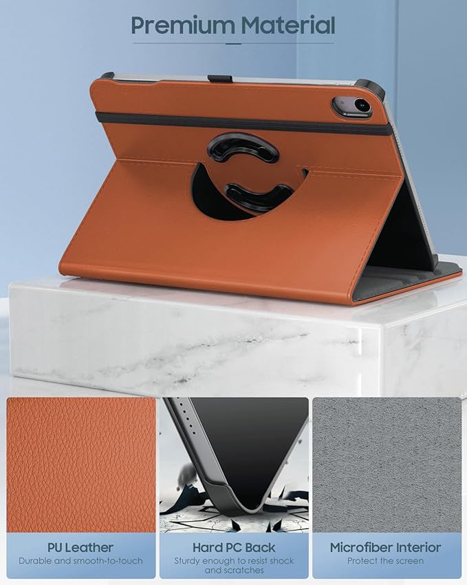 TiMOVO Rotating Case for iPad Air 11 inch M3/M2 (2025/2024) iPad Air 5th/4th Generation 2022/2020 90 Degree Rotating Protective Stand Cover for iPad Air Case Brown