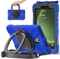 Rugged Case for Samsung Galaxy Tab Active5 5G (SM-X306B/X300) w/ 360° Rotating Hanging Ring Handle Grip Kickstand Heavy Duty Shock-Proof Armor Cover w/Shoulder Strap Stylus Holder (Blue)